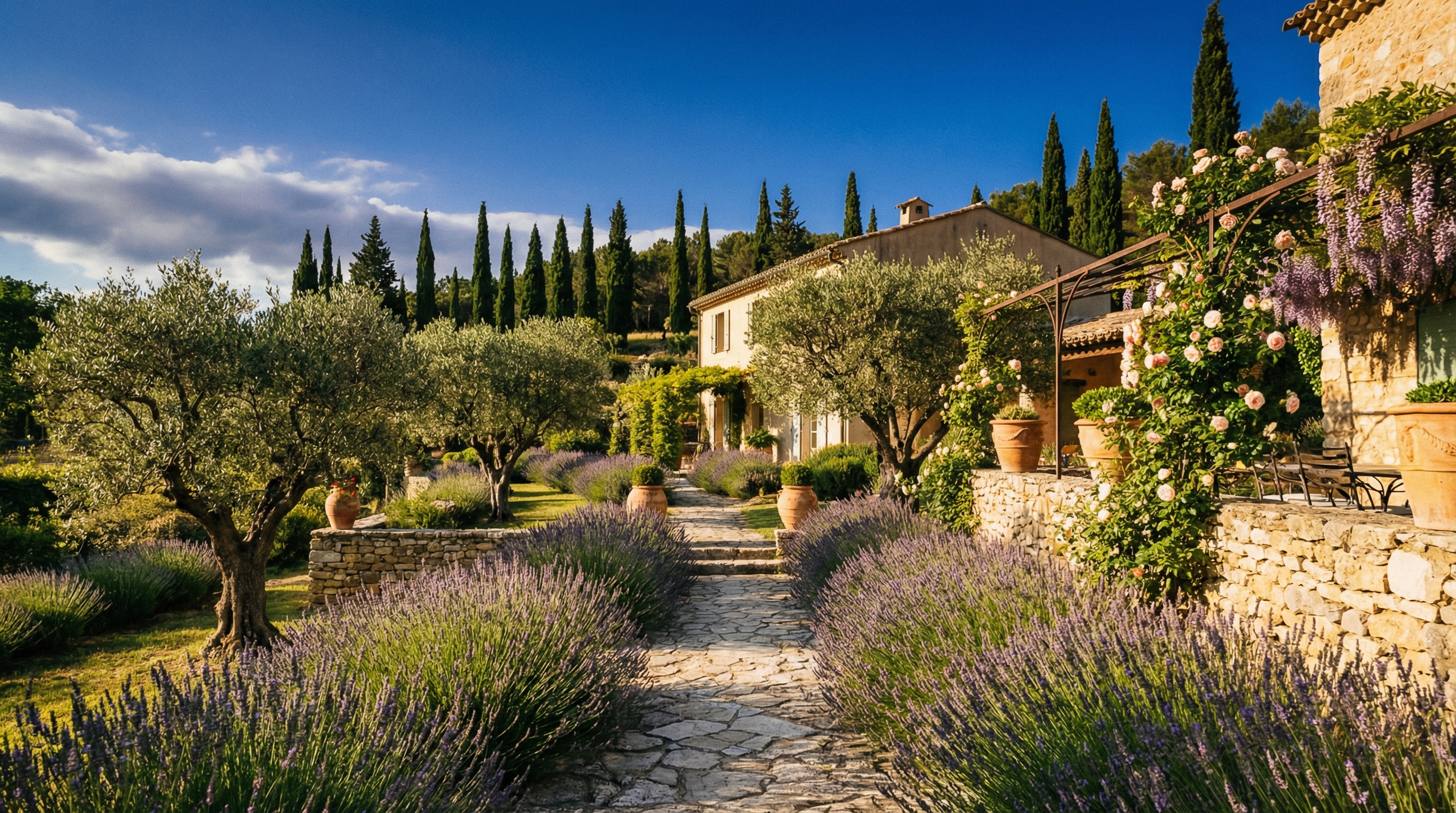 Jardin provençal luxuriant